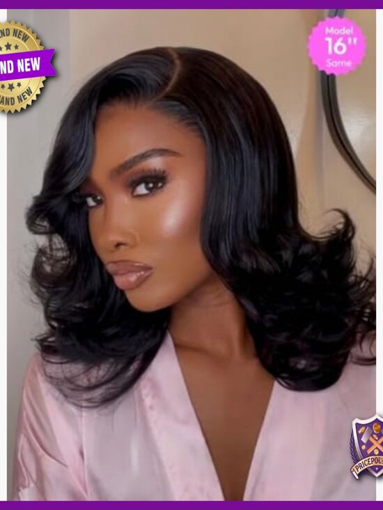 20 Inch Human Hair Glueless Wig with Silicone Strips Drawstring 200% Density